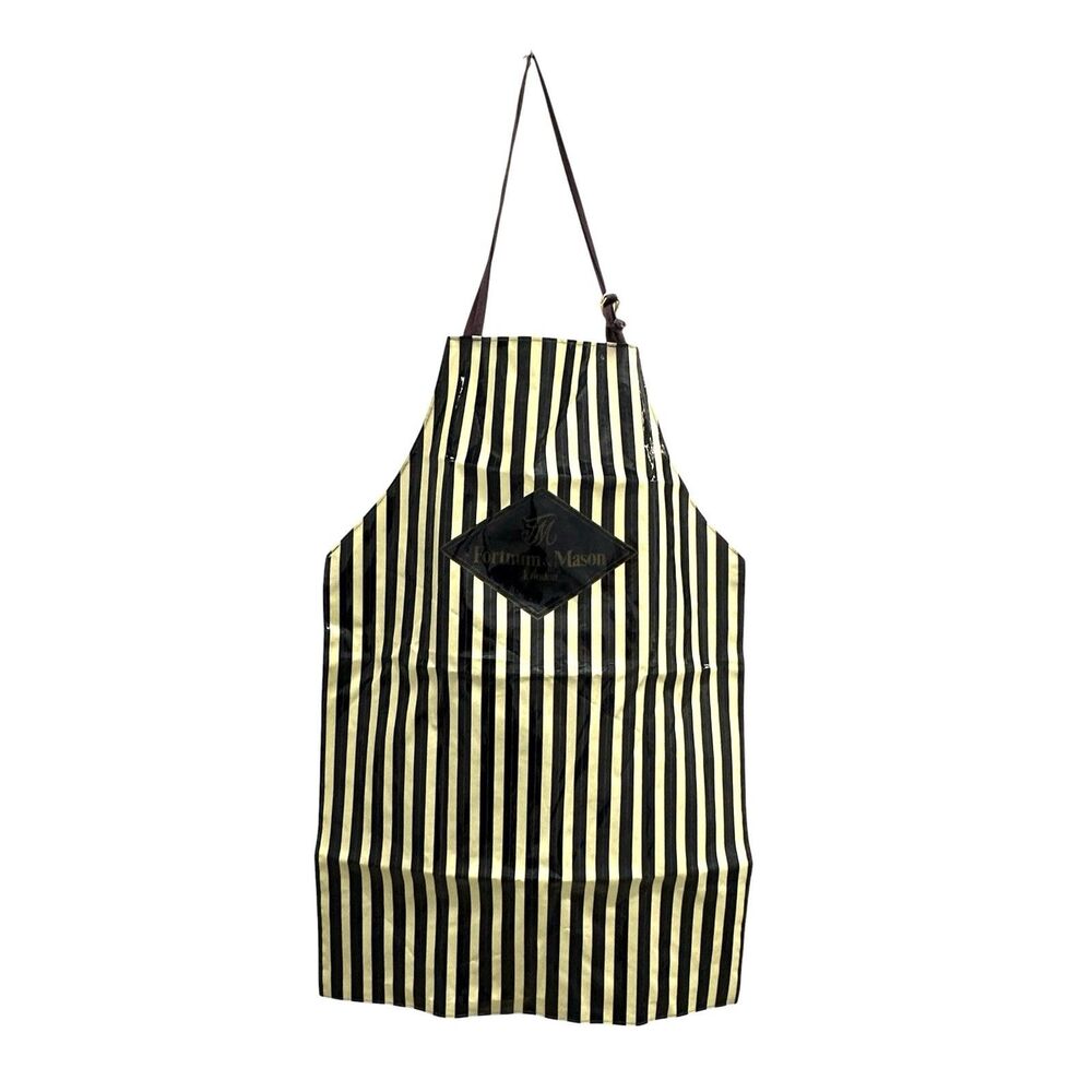Fortnum And Mason Apron Vinyl Coated Purple/Cream/Gold Striped Easy Clean RARE